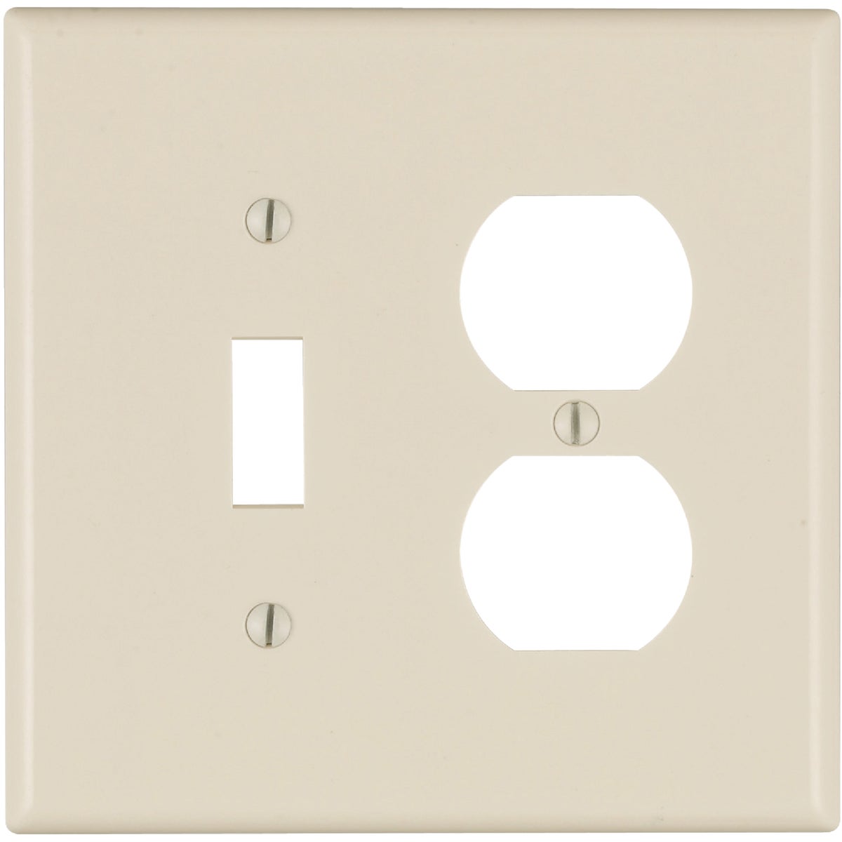 Leviton Mid-Way 2-Gang Thermoset Single Toggle/Duplex Outlet Wall Plate, Light Almond