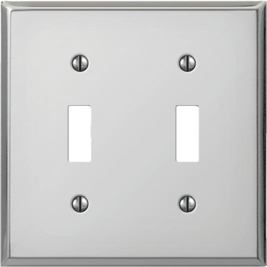 Amerelle PRO 2-Gang Stamped Steel Toggle Switch Wall Plate, Polished Chrome