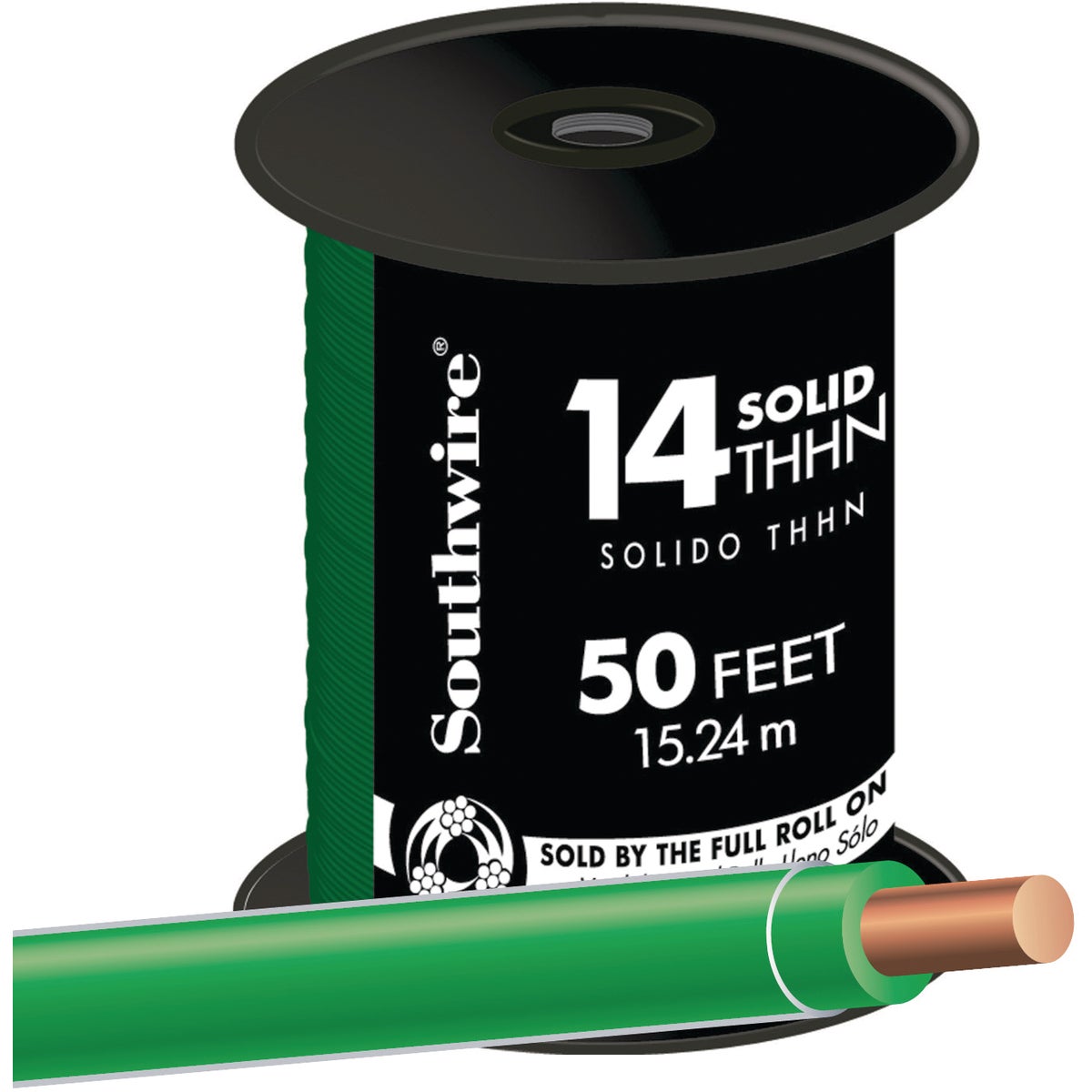 Southwire 50 Ft. 14 AWG Solid Green THHN Electrical Wire