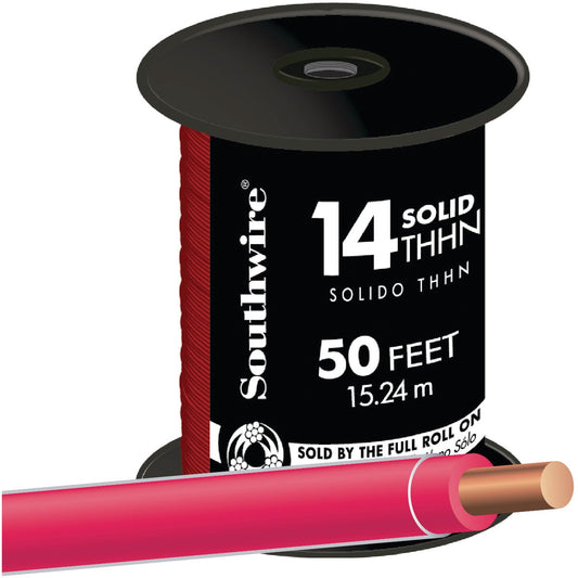 Southwire 50 Ft. 14 AWG Solid Red THHN Electrical Wire