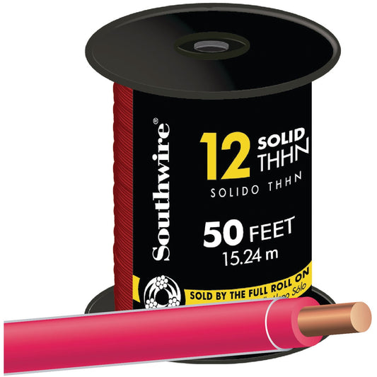 Southwire 50 Ft. 12 AWG Solid Red THHN Electrical Wire