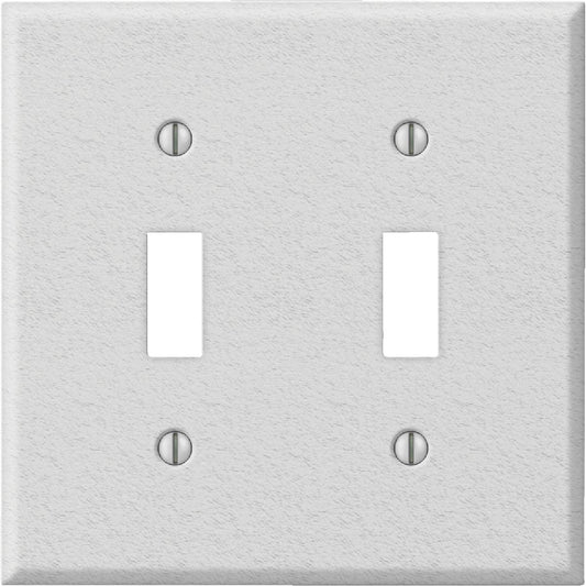 Amerelle PRO 2-Gang Stamped Steel Toggle Switch Wall Plate, White Wrinkle