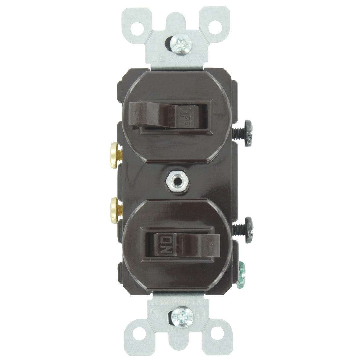 Leviton Single Pole Brown 15A Quiet Duplex Switch