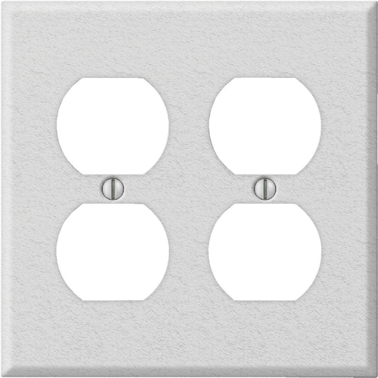 Amerelle PRO 2-Gang Stamped Steel Outlet Wall Plate, White Wrinkle