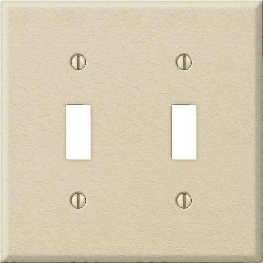 Amerelle PRO 2-Gang Stamped Steel Toggle Switch Wall Plate, Ivory Wrinkle