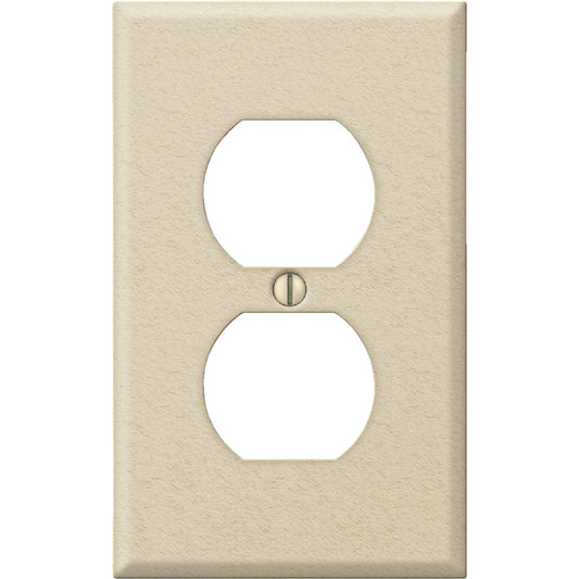 Amerelle PRO 1-Gang Stamped Steel Outlet Wall Plate, Ivory Wrinkle