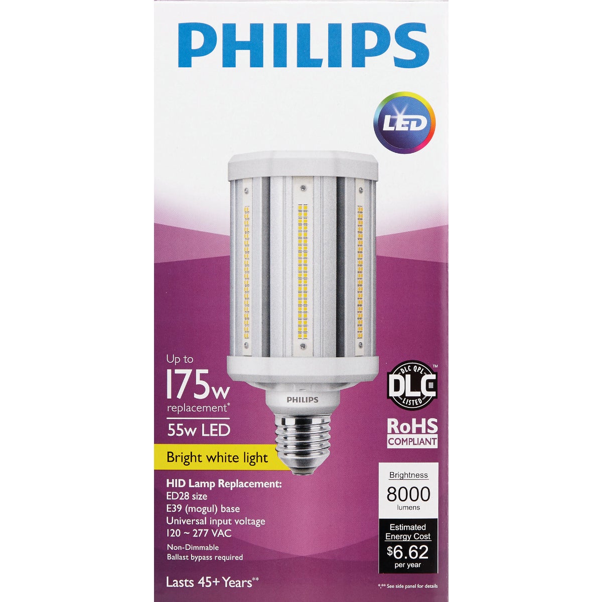 Philips TrueForce 55W Clear Corn Cob Mogul Base LED High-Intensity Light Bulb