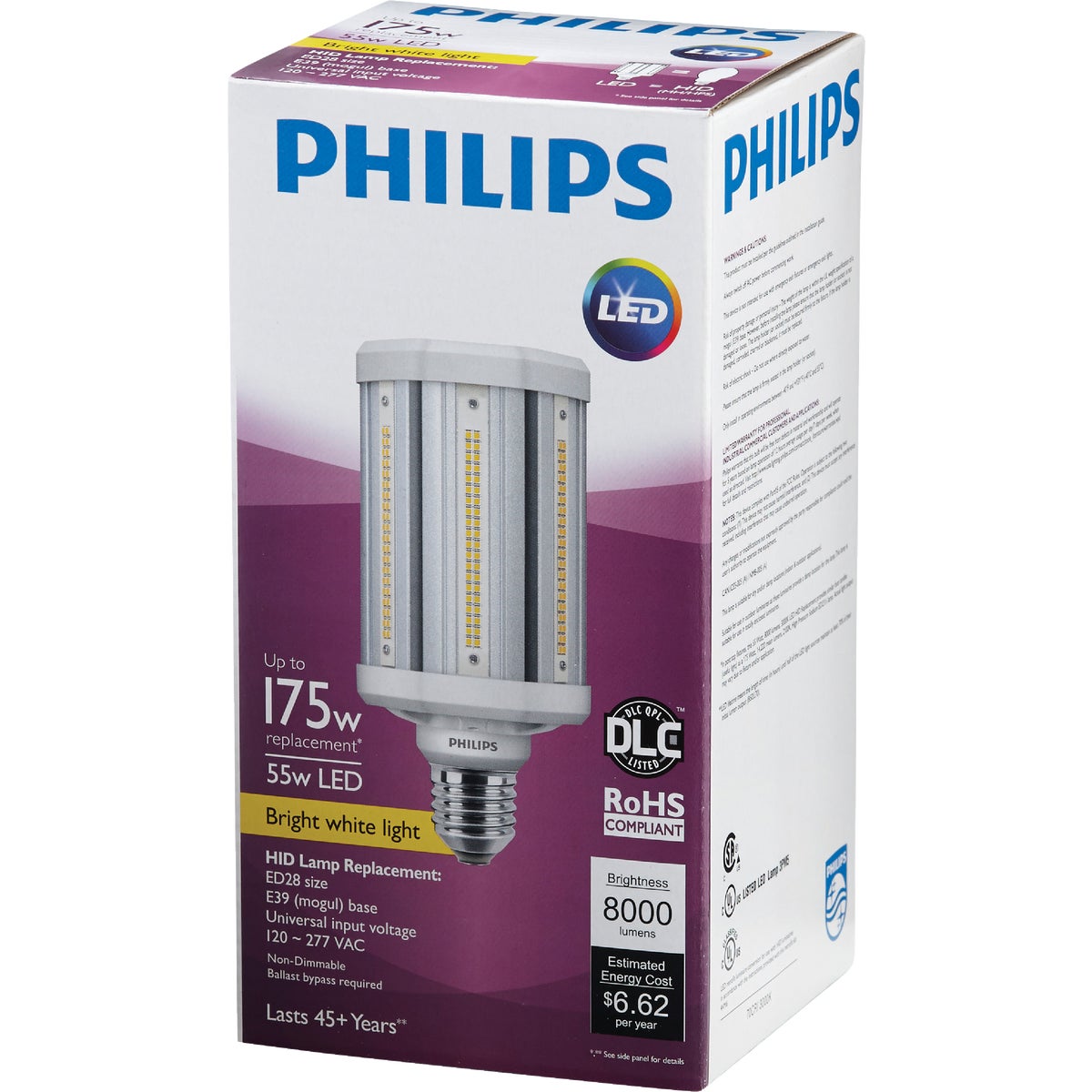 Philips TrueForce 55W Clear Corn Cob Mogul Base LED High-Intensity Light Bulb