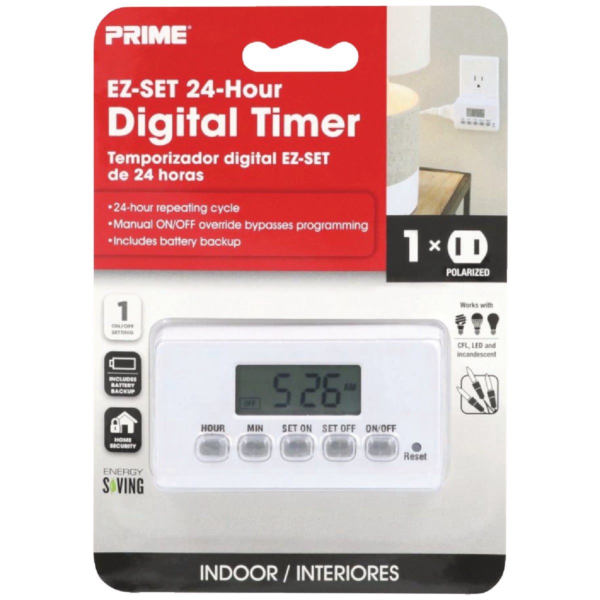 Prime EZ-Set 125V 24 Hr. Indoor Digital Timer