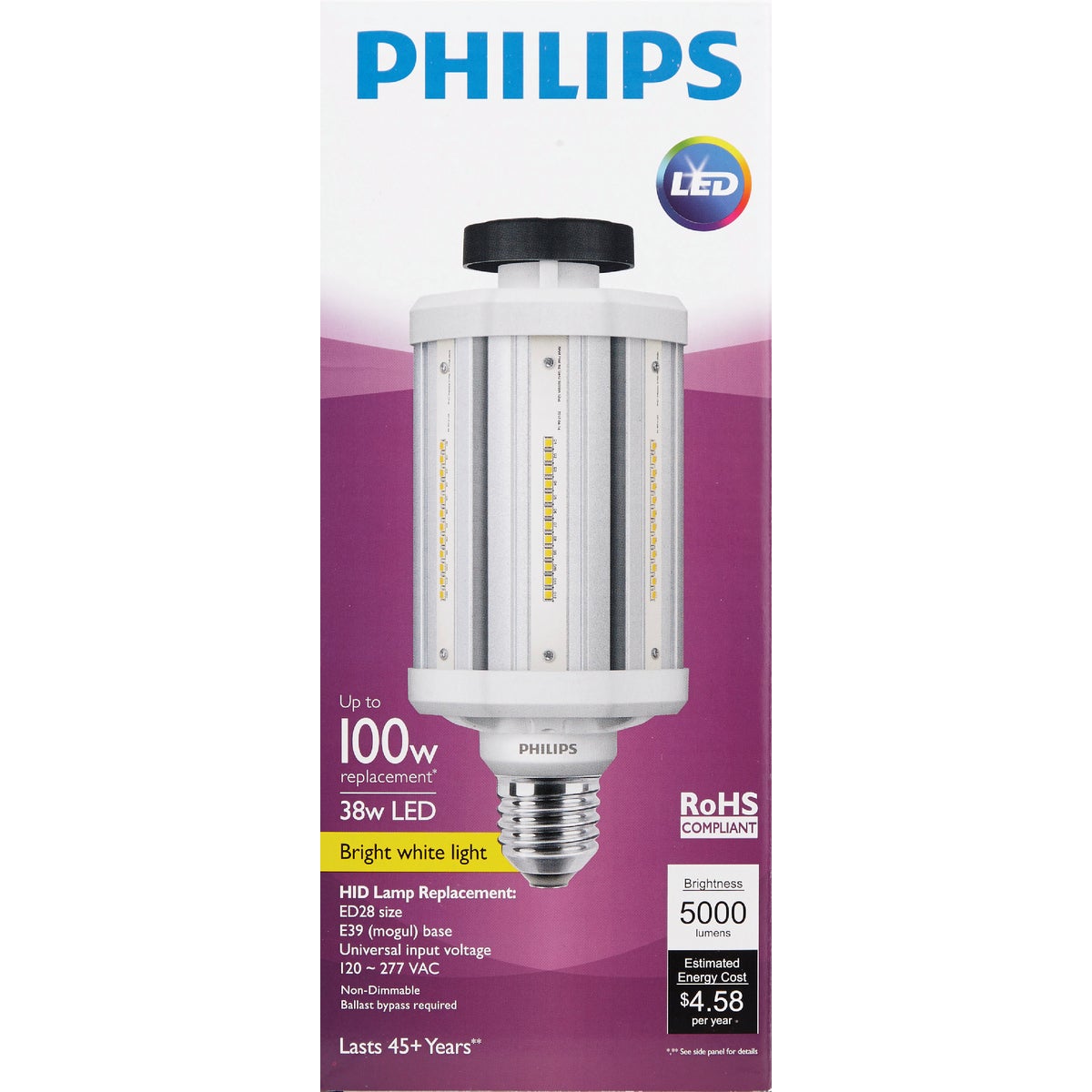 Philips TrueForce 38W Clear Corn Cob Mogul Base LED High-Intensity Light Bulb