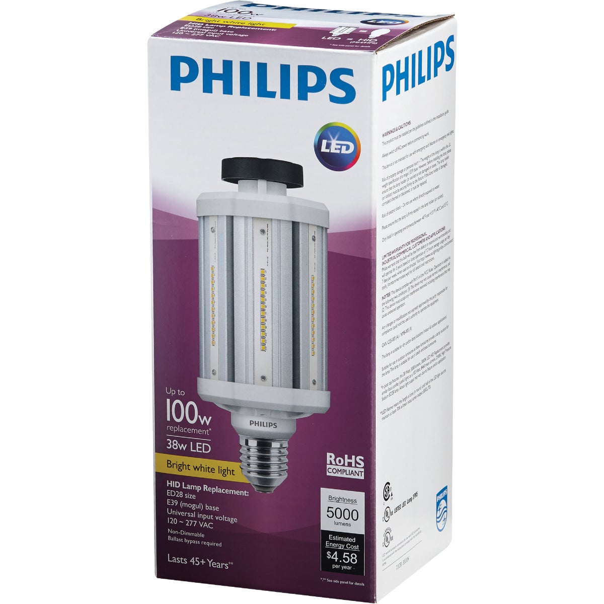 Philips TrueForce 38W Clear Corn Cob Mogul Base LED High-Intensity Light Bulb