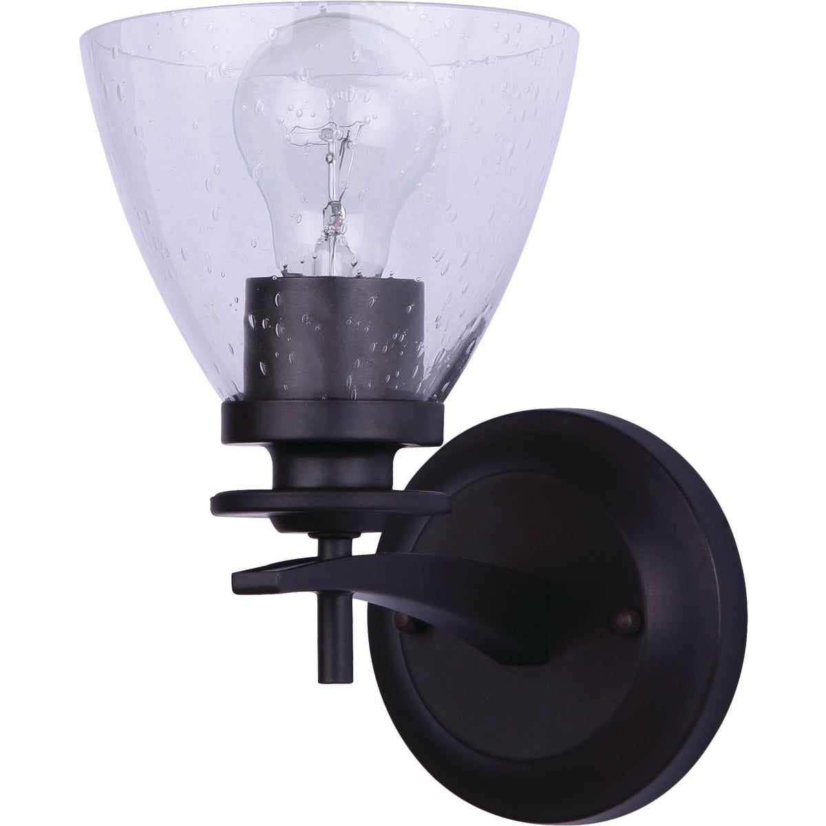 Home Impressions 1-Bulb Oil Rubbed Bronze Vanity Bath Light Fixture, Seeded Glass