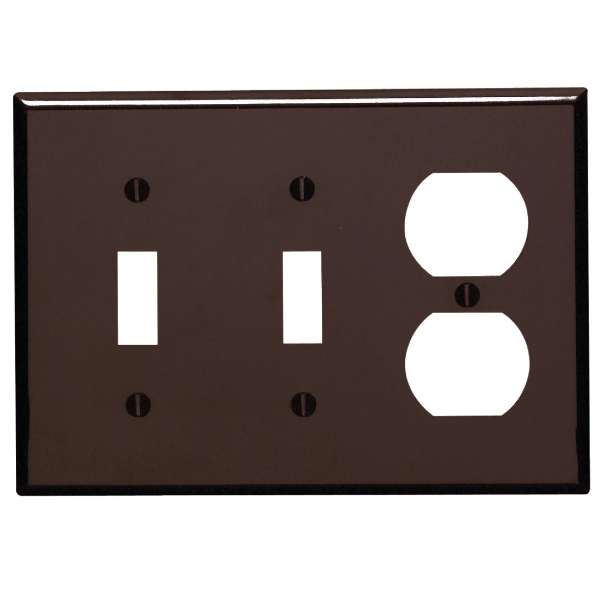 Leviton 3-Gang Plastic 2-Toggle/Duplex Outlet Wall Plate, Brown