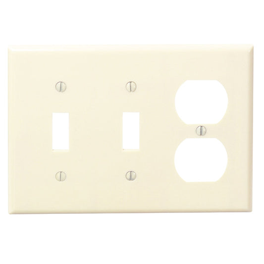 Leviton 3-Gang Plastic 2-Toggle/Duplex Outlet Wall Plate, Ivory