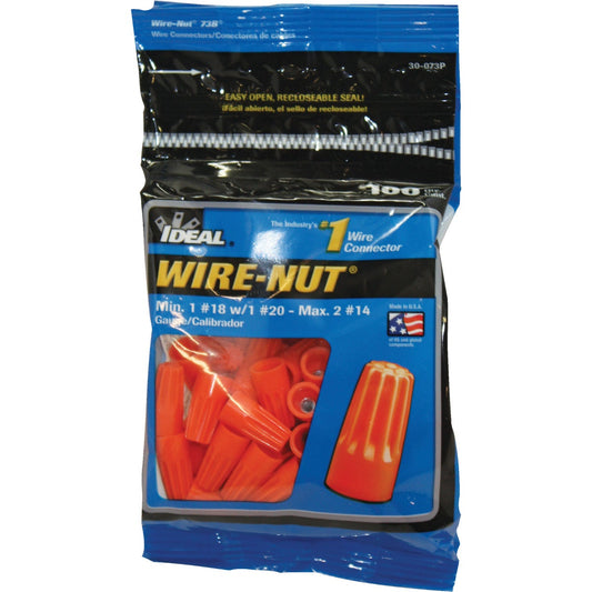 Ideal Wire-Nut Small Orange Copper to Copper Wire Connector (100-Pack)