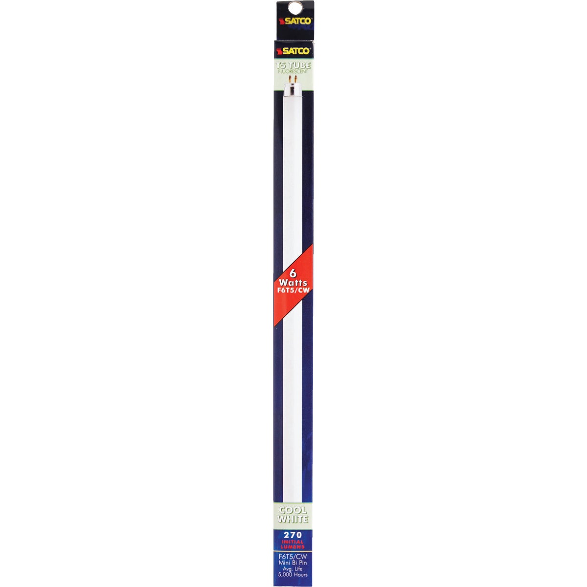 Satco 6W 8.9 In. Cool White T5 Miniature Bi-Pin Preheat Fluorescent Tube Light Bulb