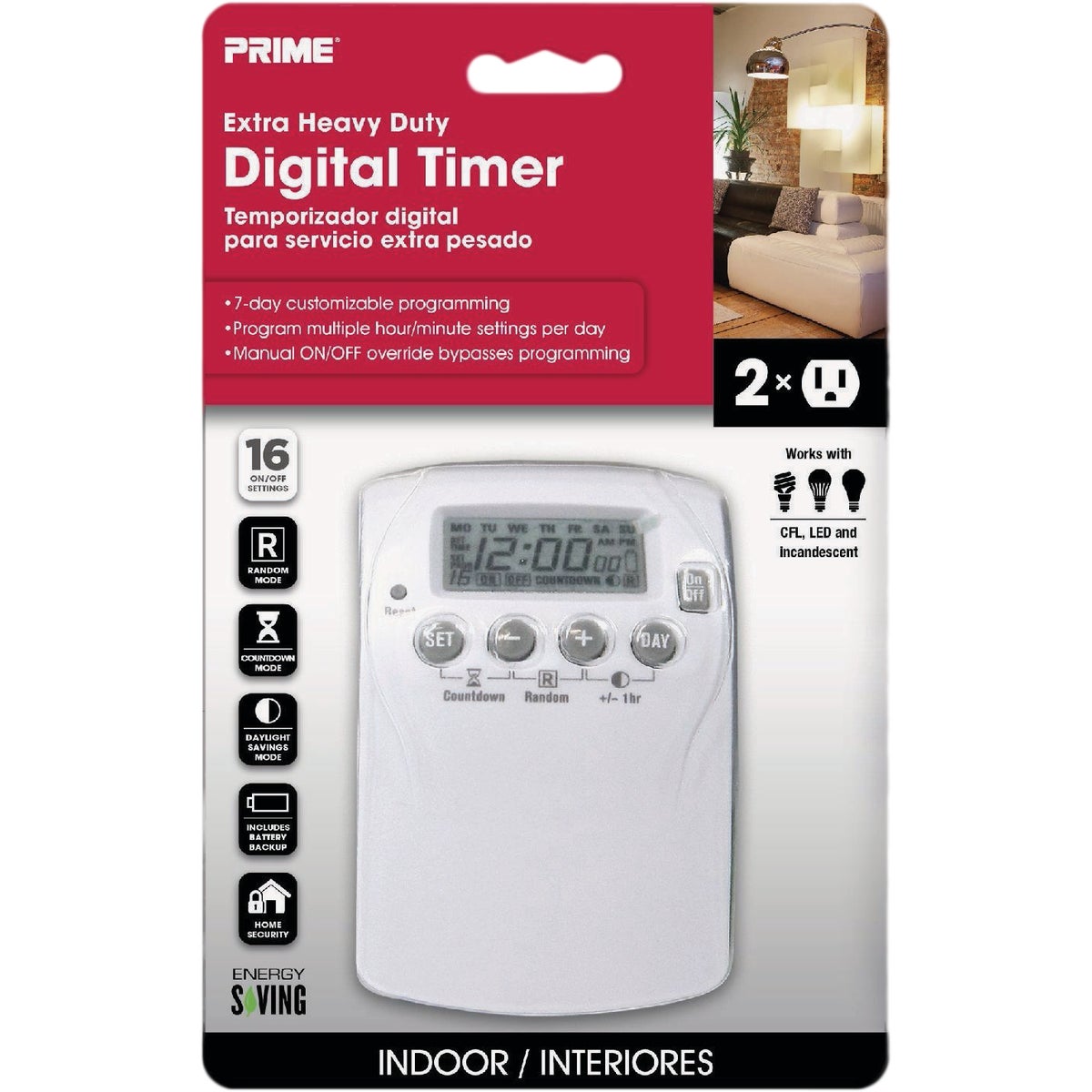 Prime 125V Indoor 7-Day Digital Timer