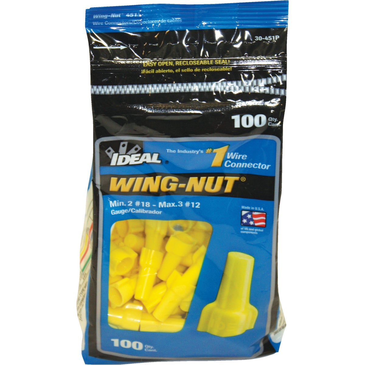 Ideal Wing-Nut Small Yellow Copper to Copper Wire Connector (100-Pack)