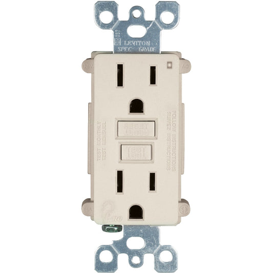 Leviton SmartLock 15A Light Almond Residential Grade 5-15R GFCI Outlet (3-Pack)