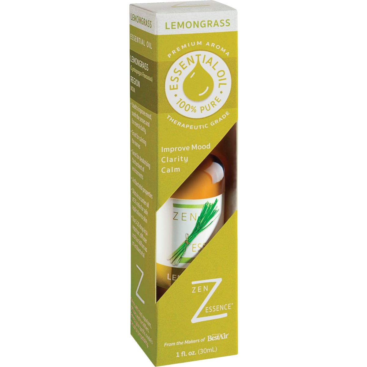 BestAir Zen Essence 1 Oz. Lemongrass Scented Essential Oil Humidifier Fragrance