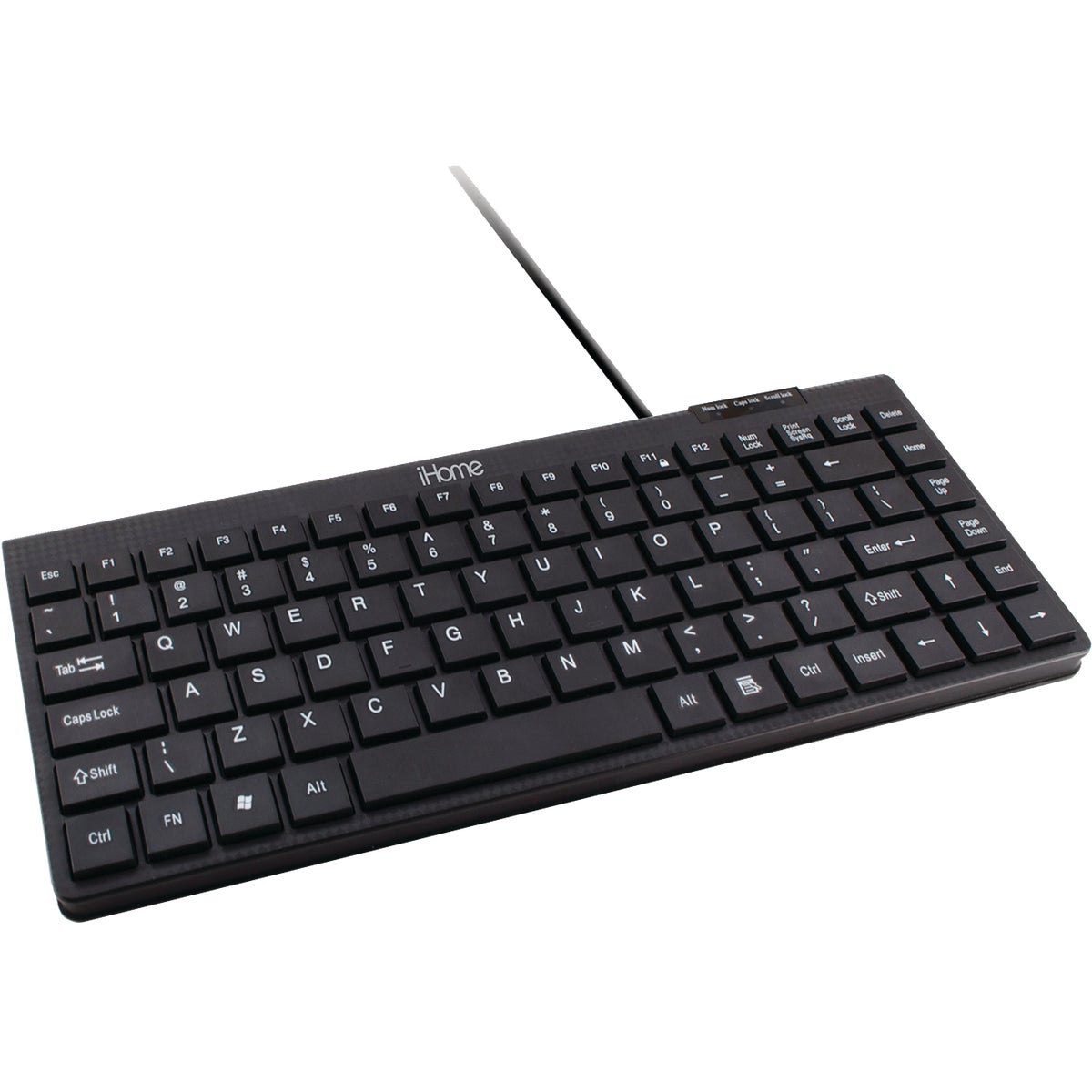 iHome Black Compact Corded Keyboard