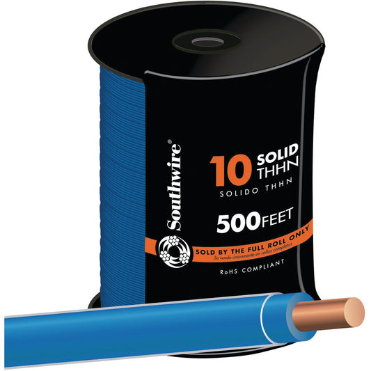 Southwire 500 Ft. 10 AWG Solid Blue THHN Electrical Wire