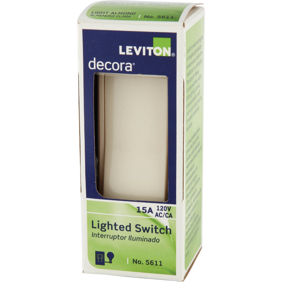 Leviton Decora Residential Grade 15 Amp Rocker Single Pole Switch, Light Almond