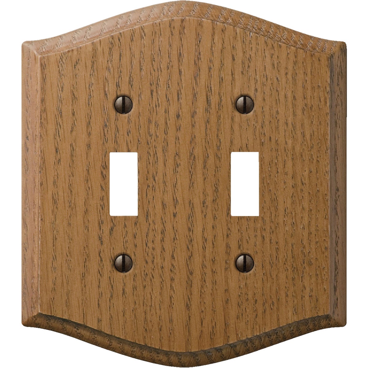 Amerelle Country 2-Gang Solid Oak Toggle Switch Wall Plate, Medium Oak