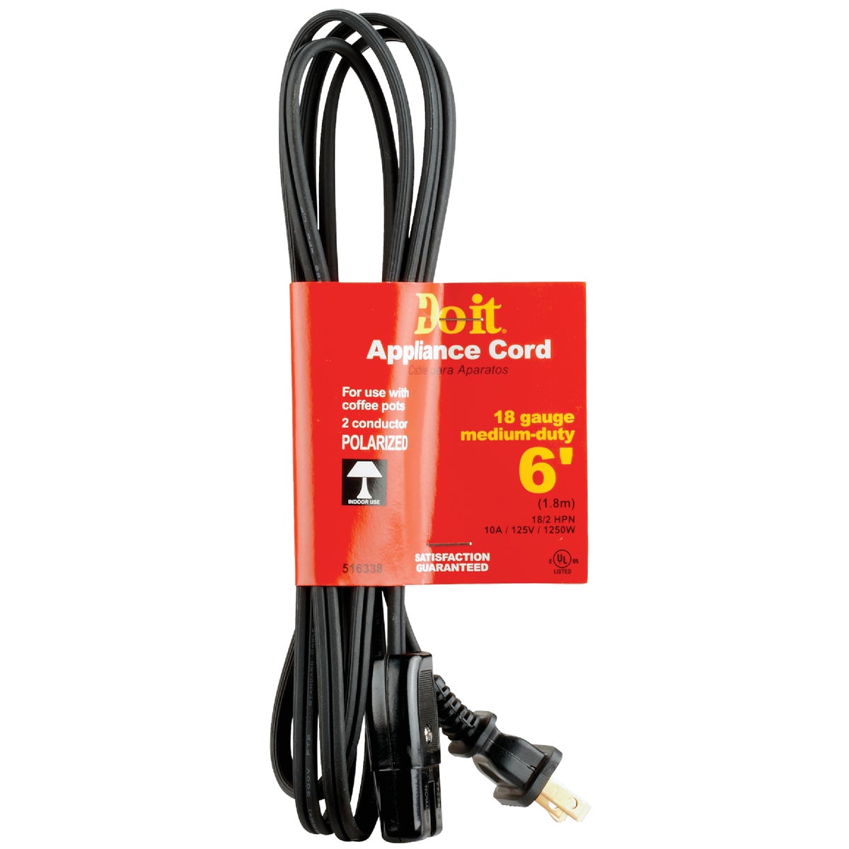 Woods 6 Ft. 18/2 10A Mini Plug Appliance Cord