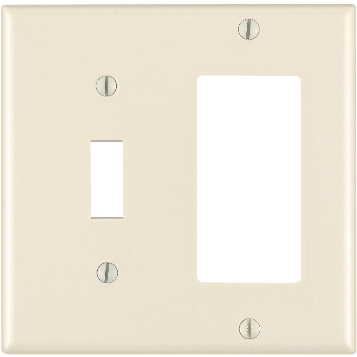 Leviton Decora 2-Gang Thermoset Single Toggle/Rocker Wall Plate, Light Almond