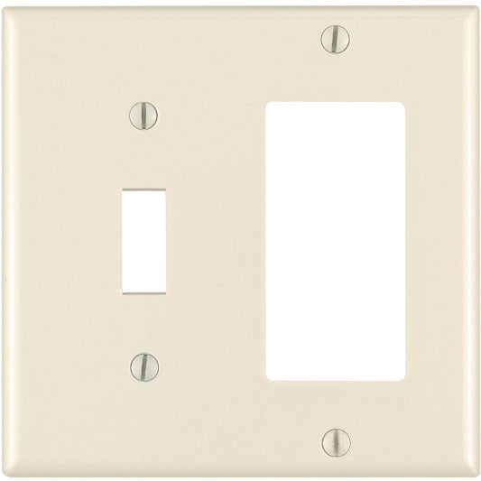 Leviton Decora 2-Gang Thermoset Single Toggle/Rocker Wall Plate, Light Almond