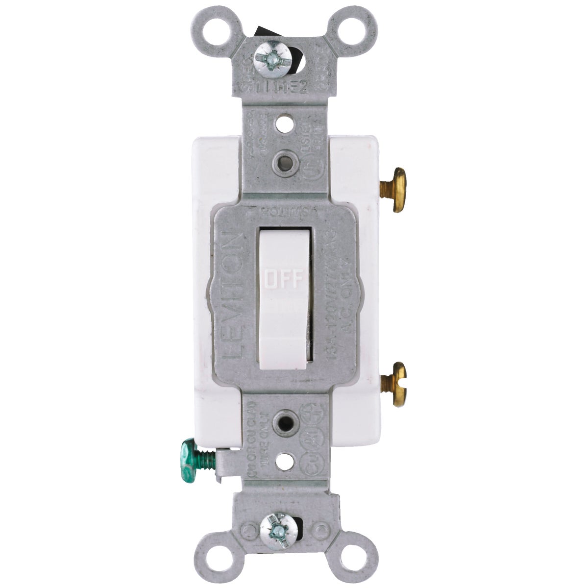 Leviton Commercial Grade 15 Amp Toggle Single Pole Switch, White