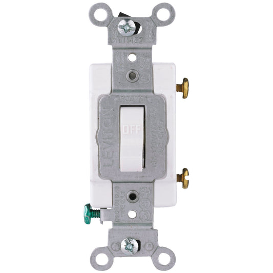 Leviton Commercial Grade 15 Amp Toggle Single Pole Switch, White