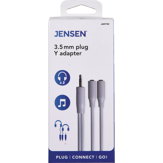 Jensen 3 In. White Y-Splitter Audio Cable