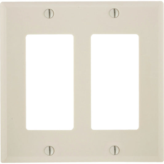 Leviton Decora 2-Gang Smooth Plastic Rocker Decorator Wall Plate, Light Almond