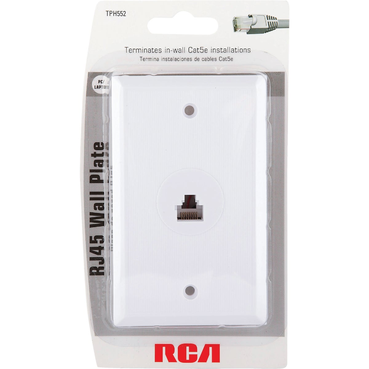 RCA White Flush Mount Plastic Ethernet Wall Jack