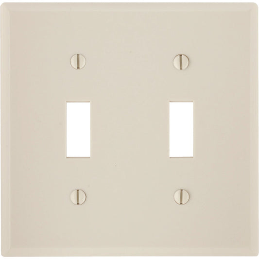 Leviton 2-Gang Plastic Toggle Switch Wall Plate, Light Almond