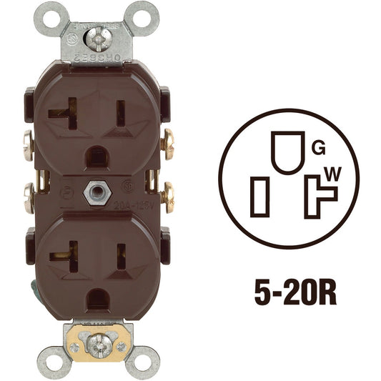 Leviton 20A Brown Heavy-Duty 5-20R Duplex Outlet