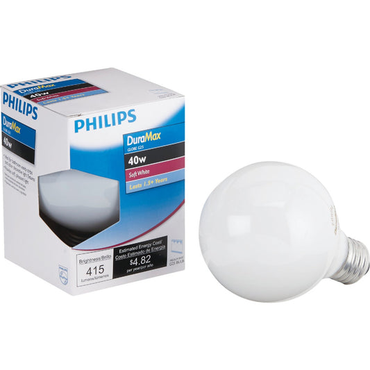 Philips DuraMax 40W Frosted Soft White Medium G25 Incandescent Globe Light Bulb