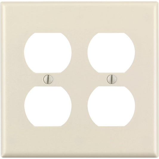 Leviton 2-Gang Smooth Plastic Outlet Wall Plate, Light Almond