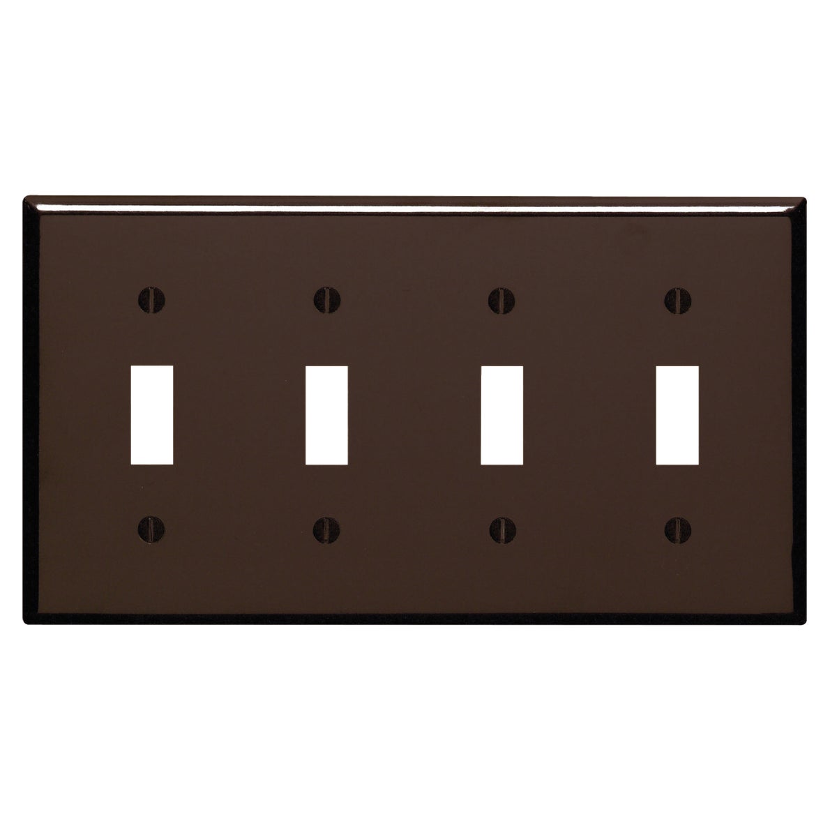 Leviton 4-Gang Plastic Toggle Switch Wall Plate, Brown