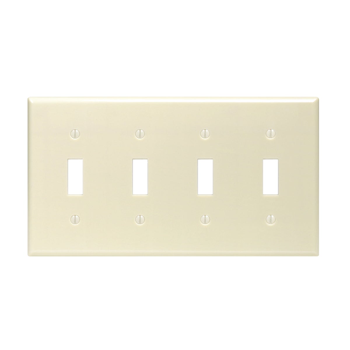 Leviton 4-Gang Plastic Toggle Switch Wall Plate, Ivory