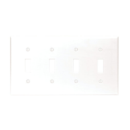 Leviton 4-Gang Plastic Toggle Switch Wall Plate, White