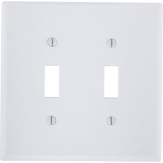 Leviton 2-Gang Smooth Plastic Mid-Way Toggle Switch Wall Plate, White