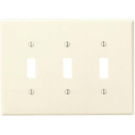 Leviton 3-Gang Smooth Plastic Mid-Way Toggle Switch Wall Plate, Ivory