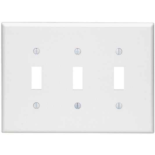 Leviton 3-Gang Smooth Plastic Mid-Way Toggle Switch Wall Plate, White