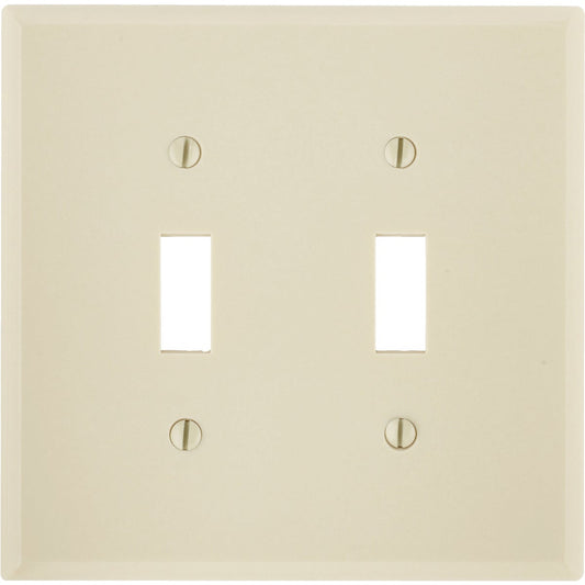 Leviton 2-Gang Plastic Oversized Toggle Switch Wall Plate, Ivory