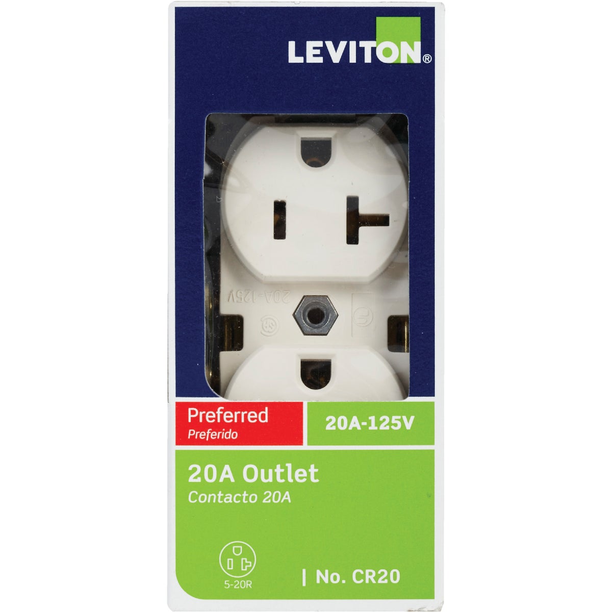 Leviton 20A Light Almond Heavy-Duty 5-20R Duplex Outlet