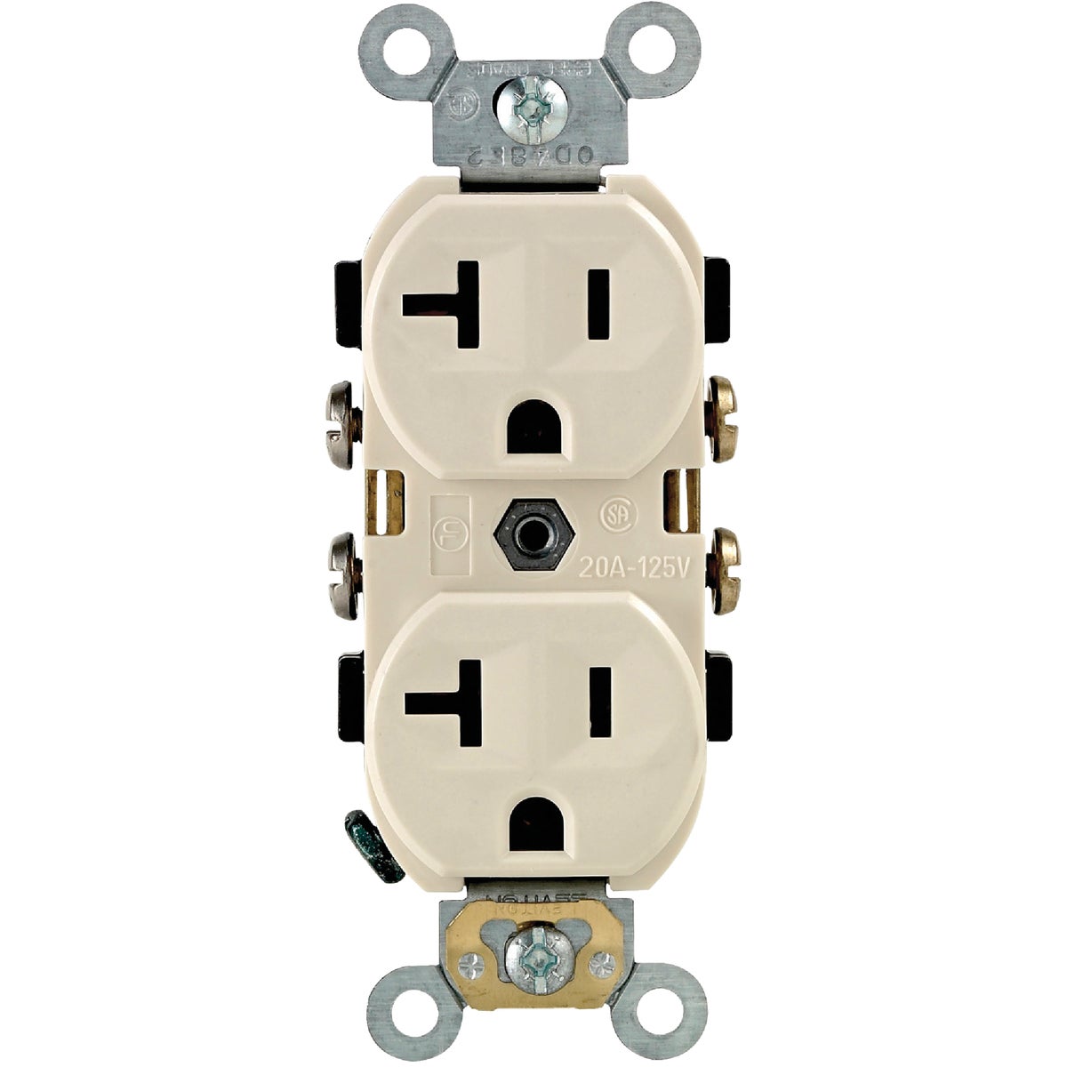 Leviton 20A Light Almond Heavy-Duty 5-20R Duplex Outlet