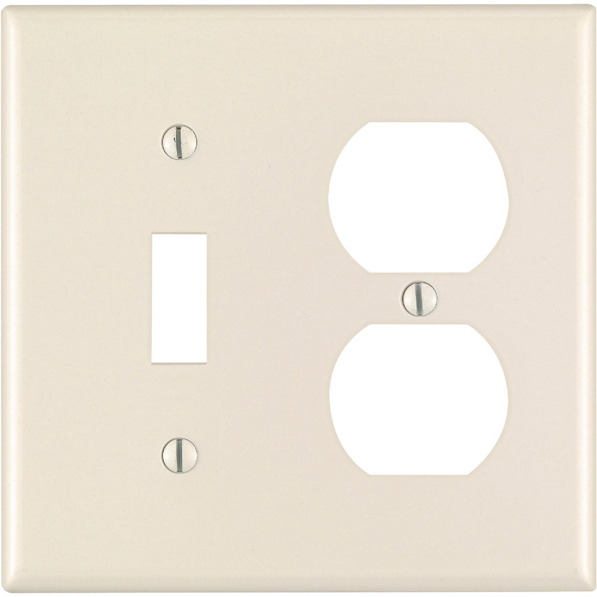 Leviton 2-Gang Plastic Single Toggle/Duplex Outlet Wall Plate, Light Almond